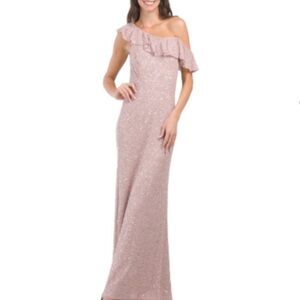 Elegant One-Shoulder Pink Gown